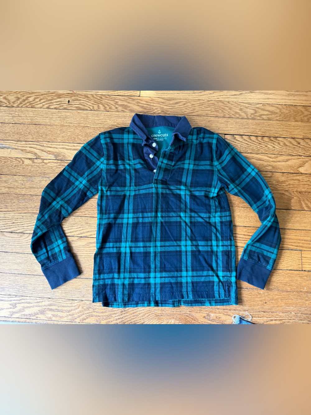 Crewcuts Boys'  Plaid Long-Sleeve Polo - Size Large (10-12)